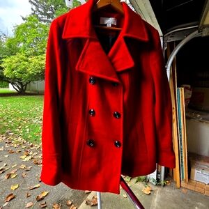 Anne Klein Red Pea Coat
